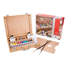Talens Set de Pintura Acrílica Van Gogh con 10 Tubos de 40 mL y Accesorios en Caja de Madera